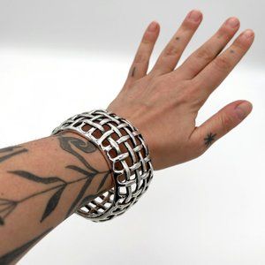 Y2K Silverplated Woven Bangle Bracelet